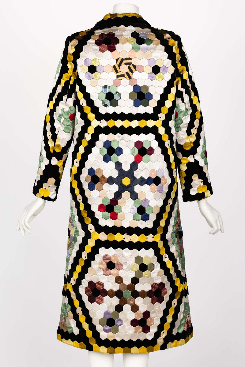 Christian Dior Multi Color Silk Velvet Patchwork Coat 2017