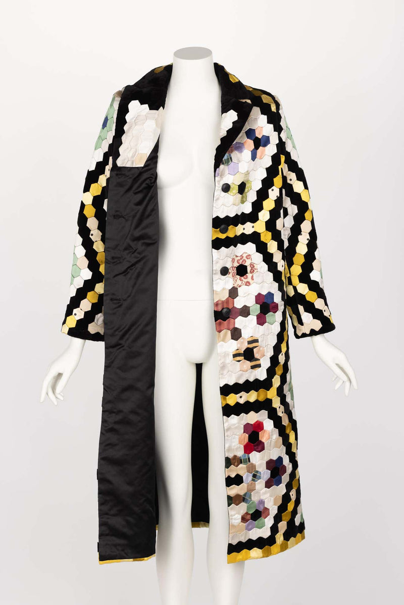 Christian Dior Multi Color Silk Velvet Patchwork Coat 2017