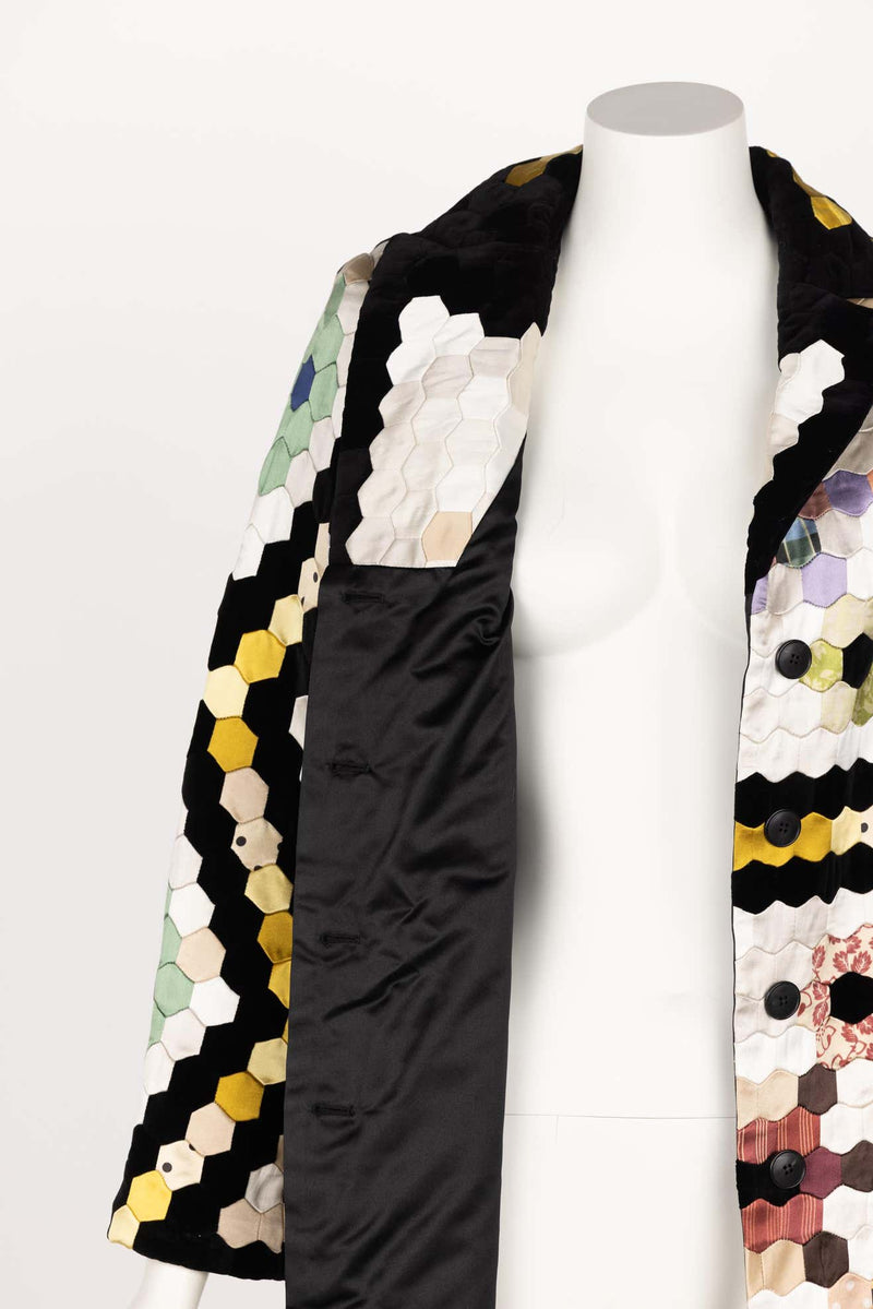 Christian Dior Multi Color Silk Velvet Patchwork Coat 2017