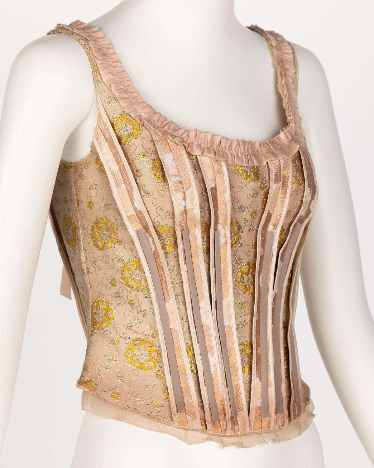 Prada Pink & Gold Floral Brocade Corset Top – Basha Gold