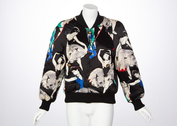 Chanel Black Silk Ballerina Print Bomber Jacket, 1990s – Basha Gold