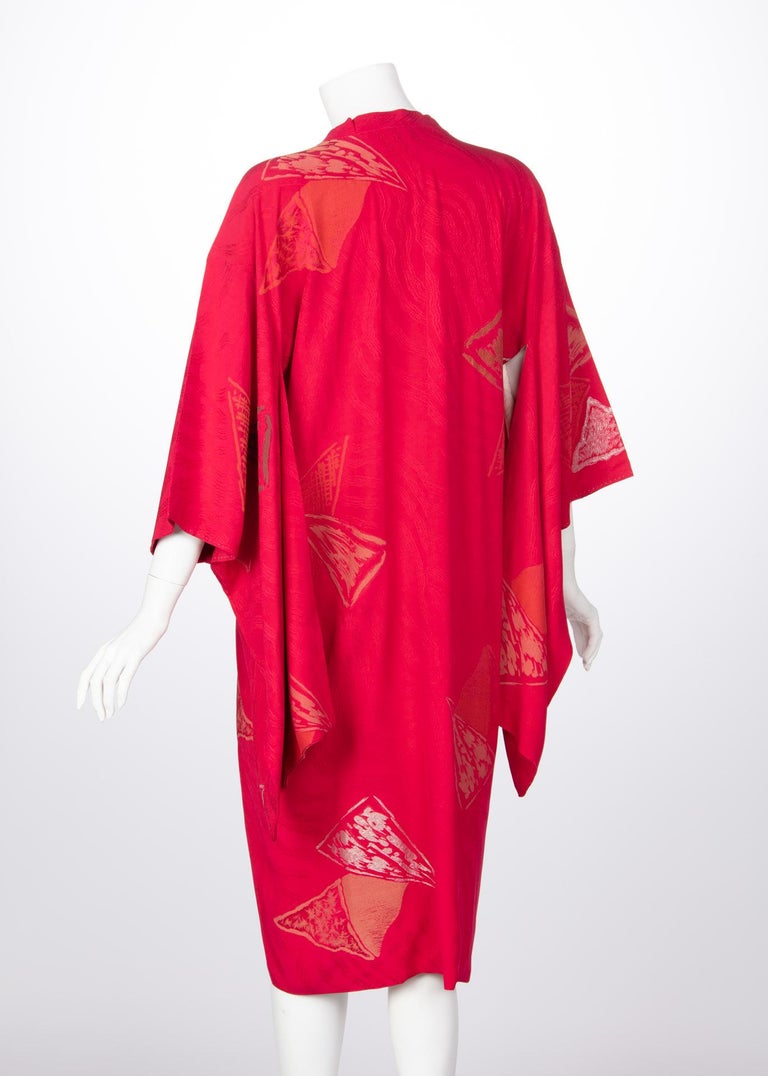 Vintage Japanese Silk Magenta Metallic Michiyuki Kimono Jacket