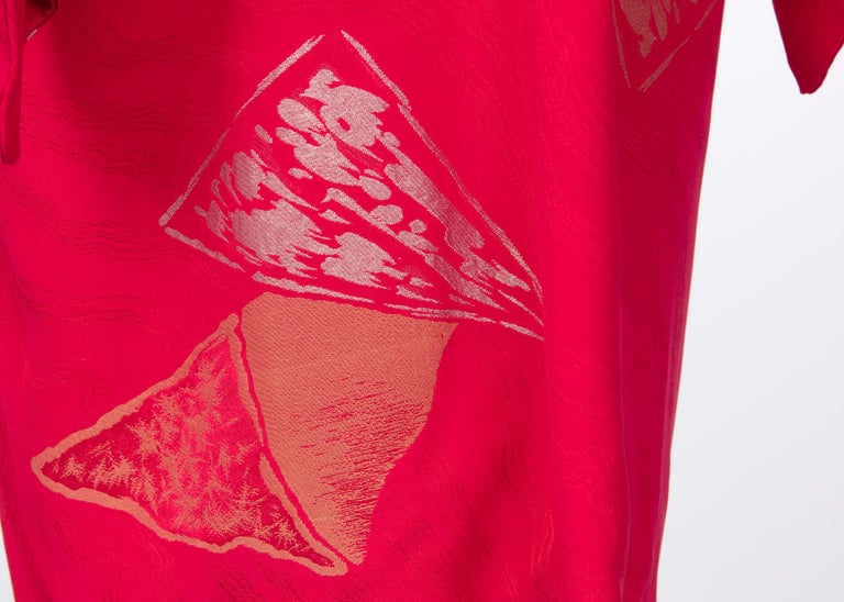 Vintage Japanese Silk Magenta Metallic Michiyuki Kimono Jacket Dress