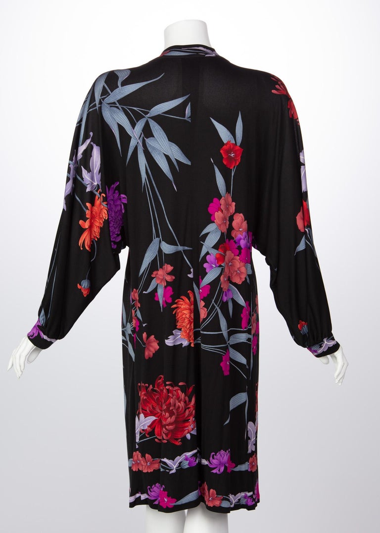 1970s Leonard Paris Floral Silk Jersey Dress Jacket