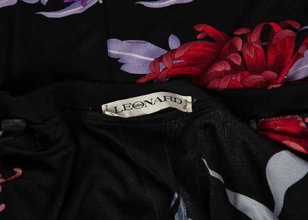 1970s Leonard Paris Floral Silk Jersey Dress Jacket