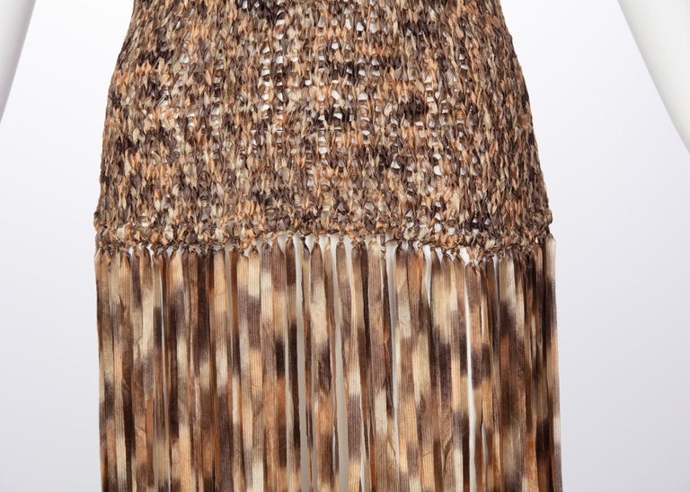 Salvatore Ferragamo Ombre Knit Silk Sleeveless Fringe Maxi Dress