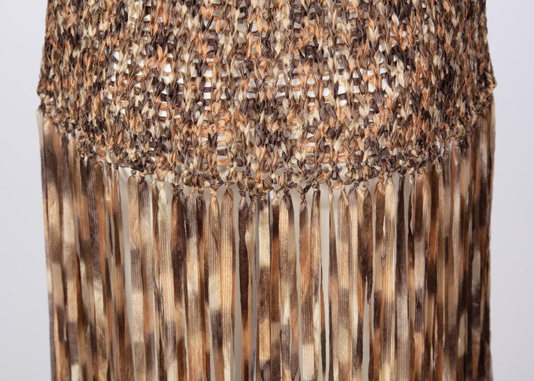 Salvatore Ferragamo Ombre Knit Silk Sleeveless Fringe Maxi Dress