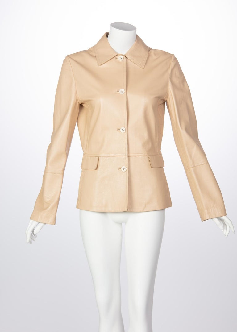 1990s Marella Tan Leather Jacket