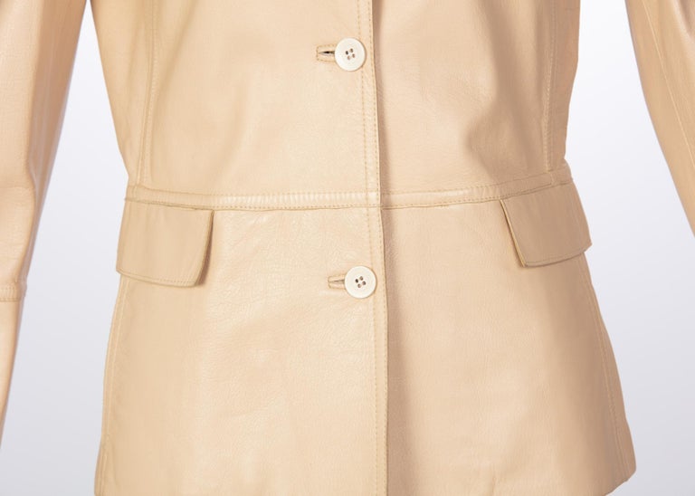 1990s Marella Tan Leather Jacket