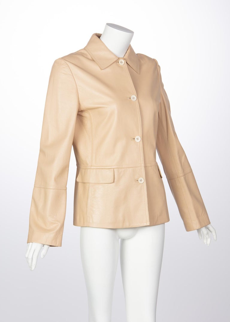 1990s Marella Tan Leather Jacket