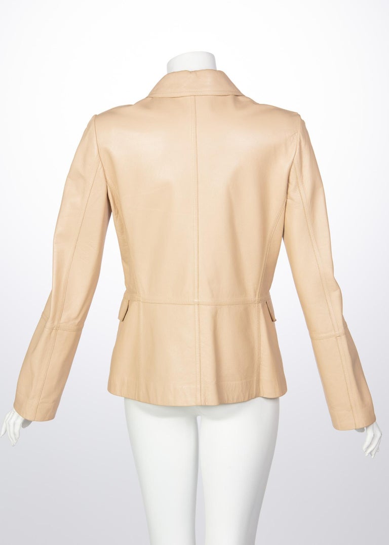 1990s Marella Tan Leather Jacket