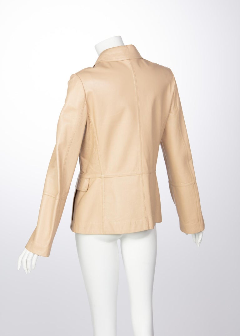 1990s Marella Tan Leather Jacket