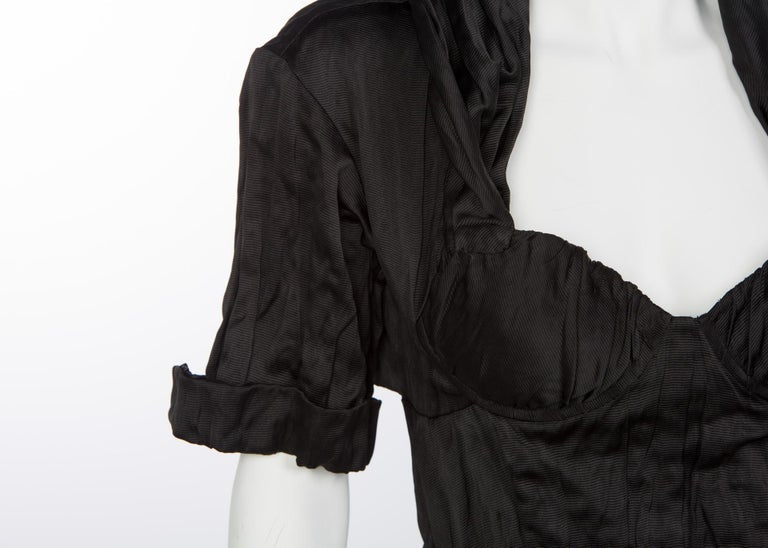 2009 Prada Runway Black Bustier Shawl Collar Cut-Out Back Dress