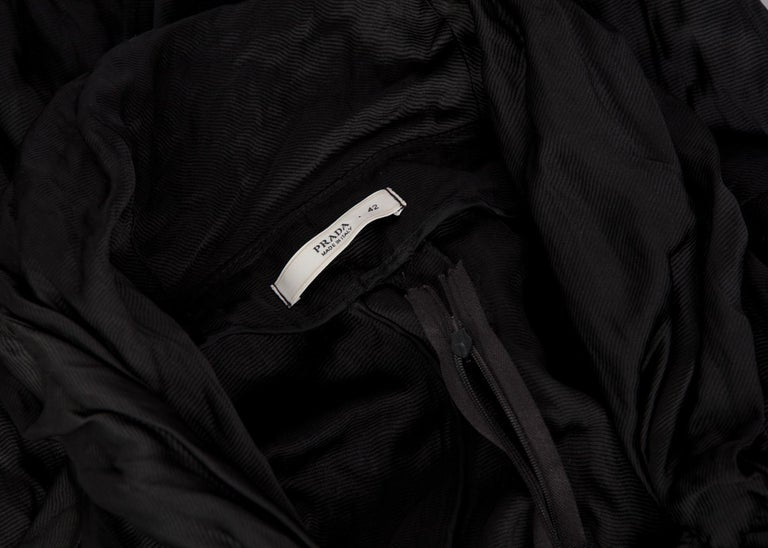 2009 Prada Runway Black Bustier Shawl Collar Cut-Out Back Dress