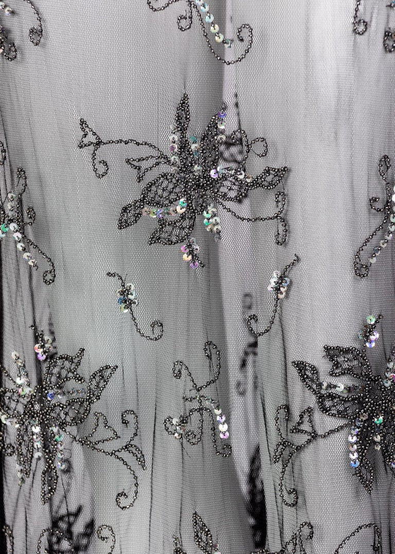 Alessandro Dell'Acqua Embroidered Beaded Overlay Sheer Skirt, 1990s
