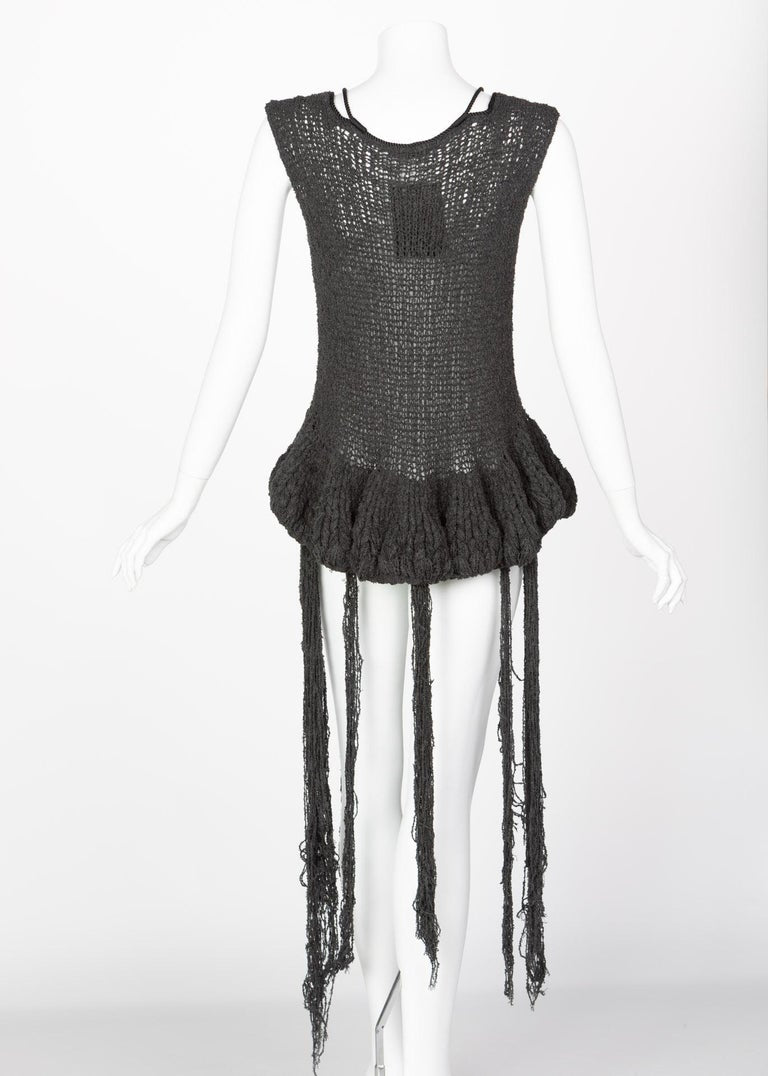 The Row Silk Knit Peplum Fringe Sweater