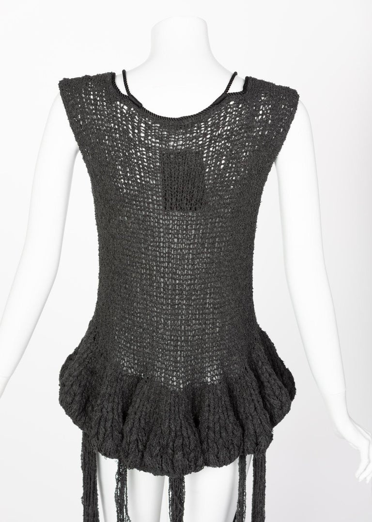 The Row Silk Knit Peplum Fringe Sweater