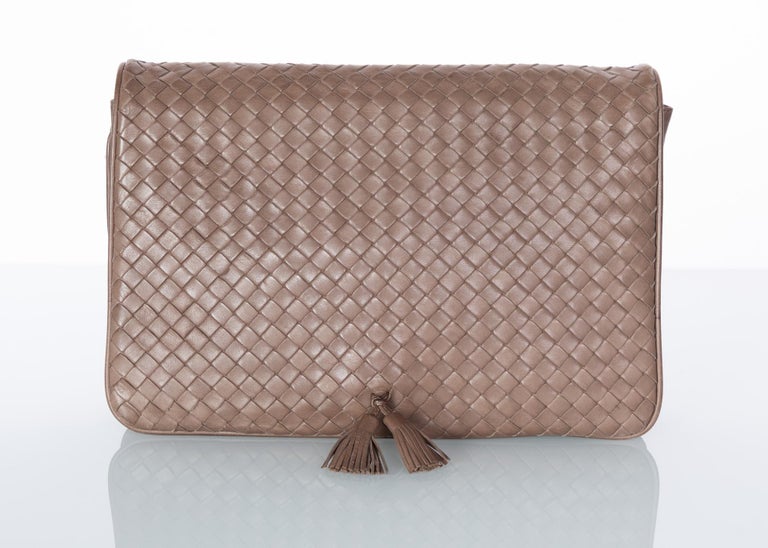 Vintage Bottega Veneta  Intrecciato Leather Tassel Clutch Bag