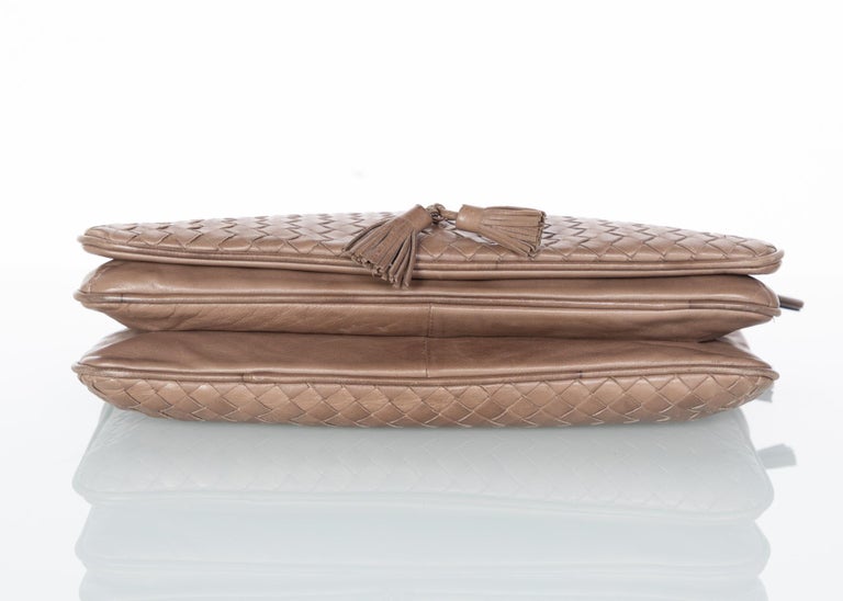 Vintage Bottega Veneta  Intrecciato Leather Tassel Clutch Bag