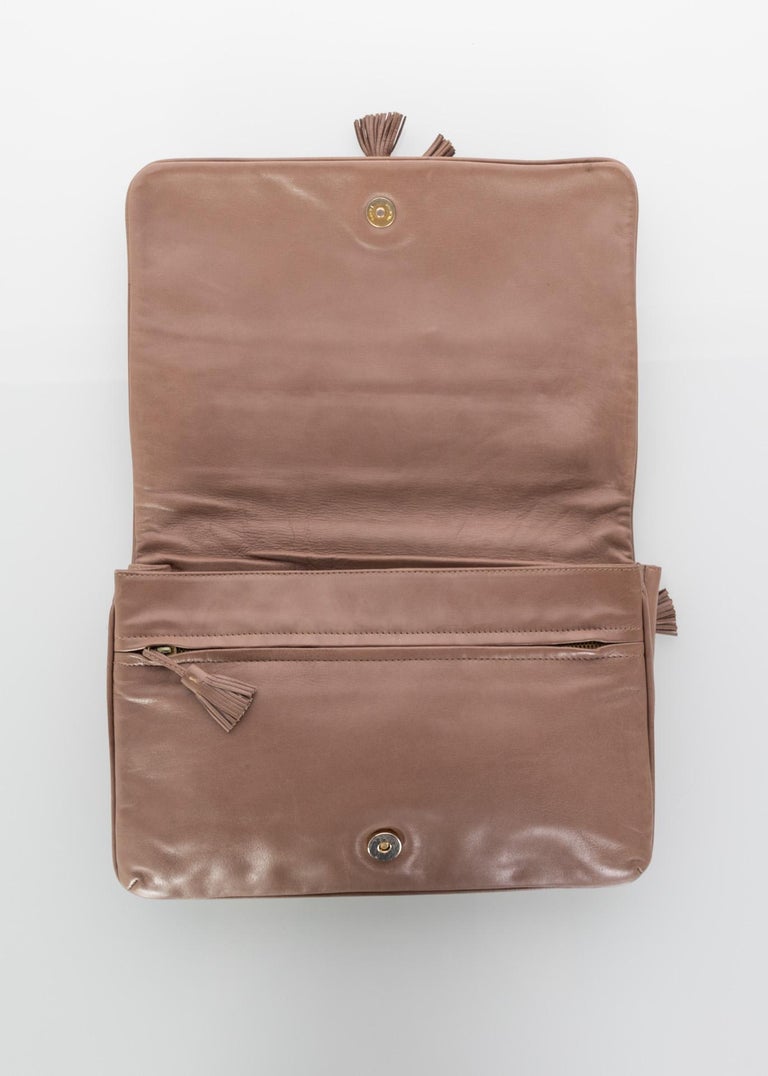 Vintage Bottega Veneta  Intrecciato Leather Tassel Clutch Bag