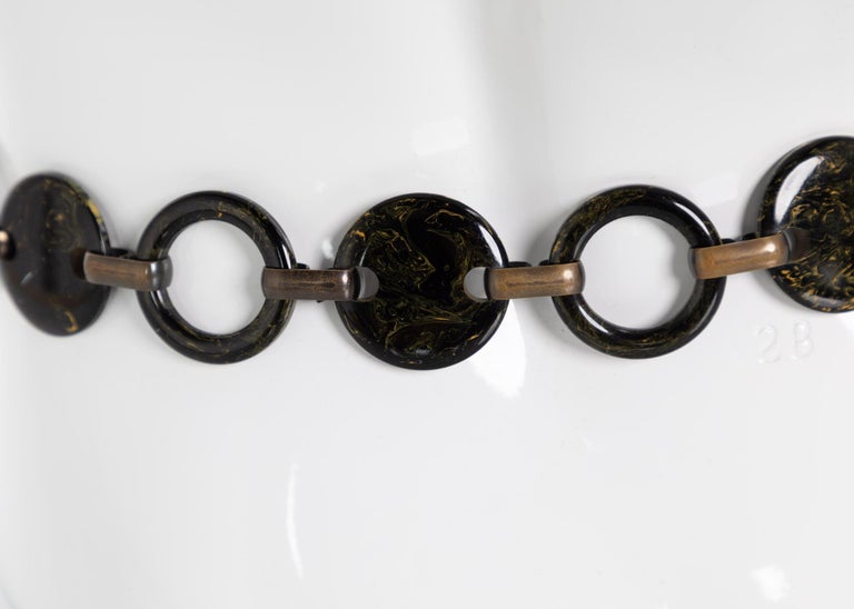 Vintage Yves Saint Laurent Black Marbled Bakelite Belt Necklace YSL