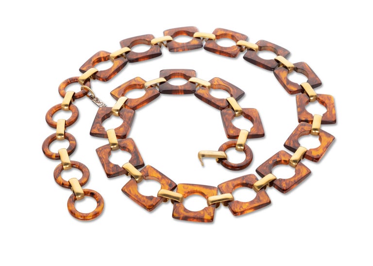 Yves Saint Laurent Tortoise Lucite Belt Necklace YSL, 1970s