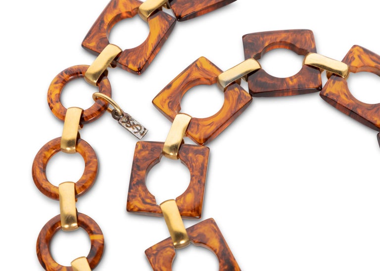 Yves Saint Laurent Tortoise Lucite Belt Necklace YSL, 1970s