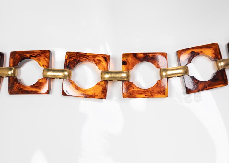 Yves Saint Laurent Tortoise Lucite Belt Necklace YSL, 1970s