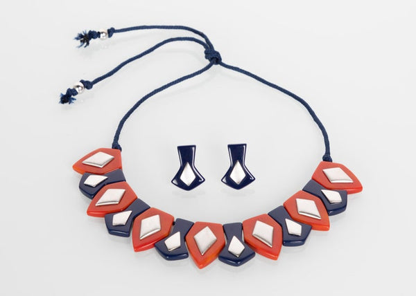 Yves Saint Laurent Bakelite Necklace Earrings Set Limited Edition YSL, 1970s