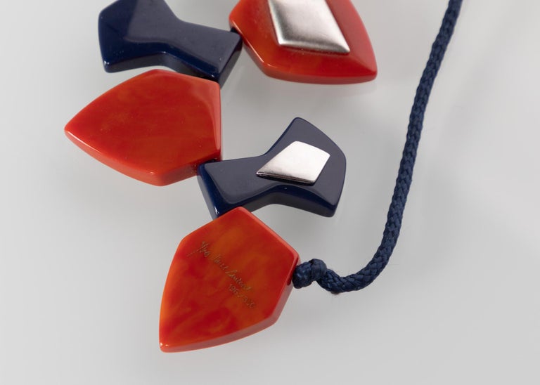 Yves Saint Laurent Bakelite Necklace Earrings Set Limited Edition YSL, 1970s