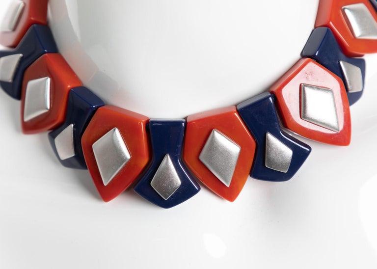 Yves Saint Laurent Bakelite Necklace Earrings Set Limited Edition YSL, 1970s