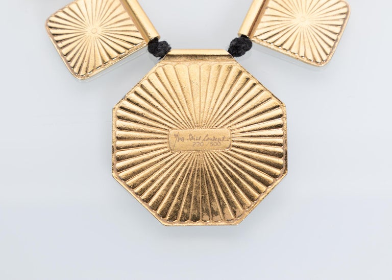 Yves Saint Laurent Colorful Enamel Gold Limited Edition Necklace YSL, 1970s