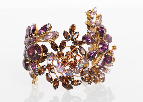 Tom Binns Swarovski Crystal Floral Garden Cuff Bracelet Unsigned