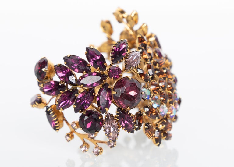 Tom Binns Swarovski Crystal Floral Garden Cuff Bracelet Unsigned