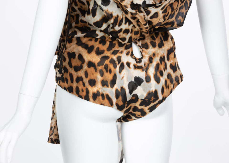 Yves Saint Laurent by Tom Ford Silk Leopard Cut Out Maxi Dress YSL, 2002