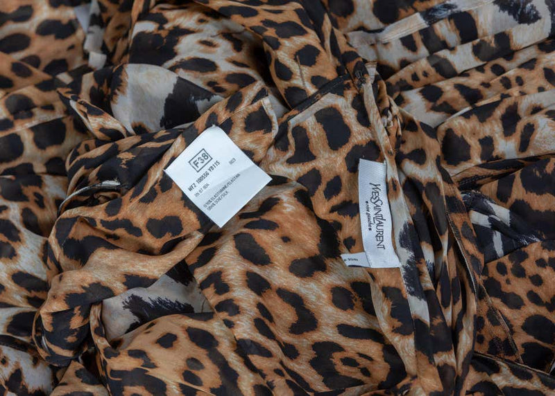 Yves Saint Laurent by Tom Ford Silk Leopard Cut Out Maxi Dress YSL, 2002