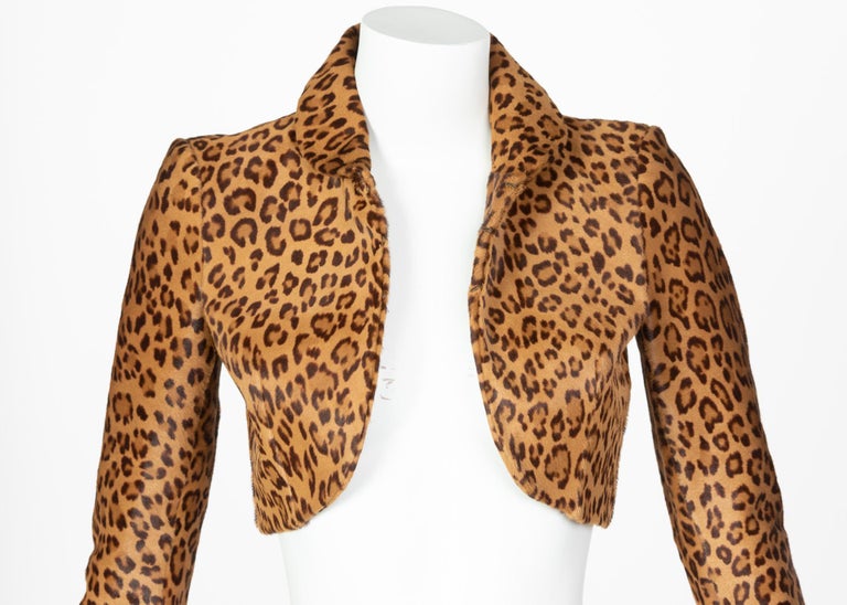 Ralph Lauren Collection Leopard Shearling Cropped Bolero Jacket