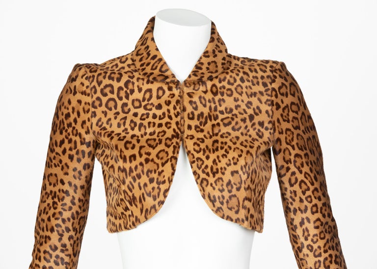 Ralph Lauren Collection Leopard Shearling Cropped Bolero Jacket