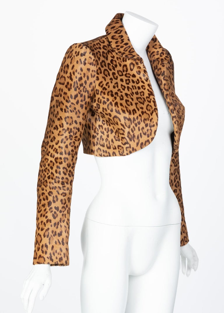 Ralph Lauren Collection Leopard Shearling Cropped Bolero Jacket