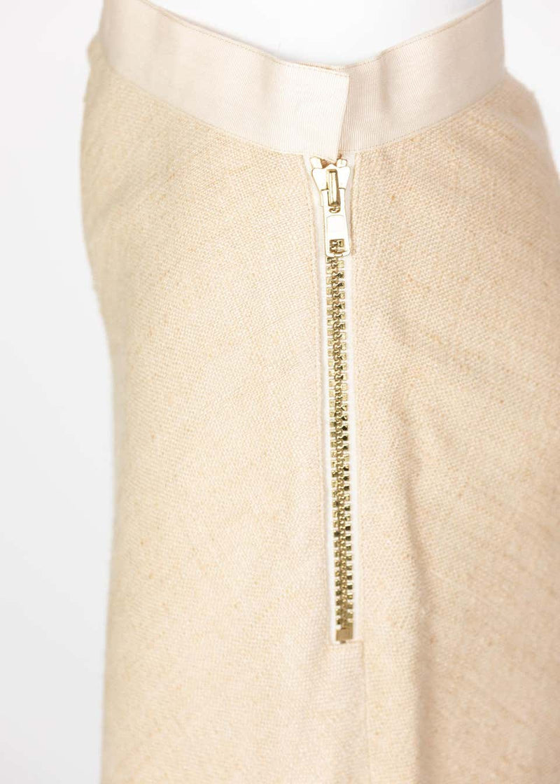 Chloé by Stella McCartney Beige Silk Wood Horse Button Skirt Suit, Runway 2001