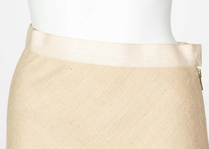 Chloé by Stella McCartney Beige Silk Wood Horse Button Skirt Suit, Runway 2001