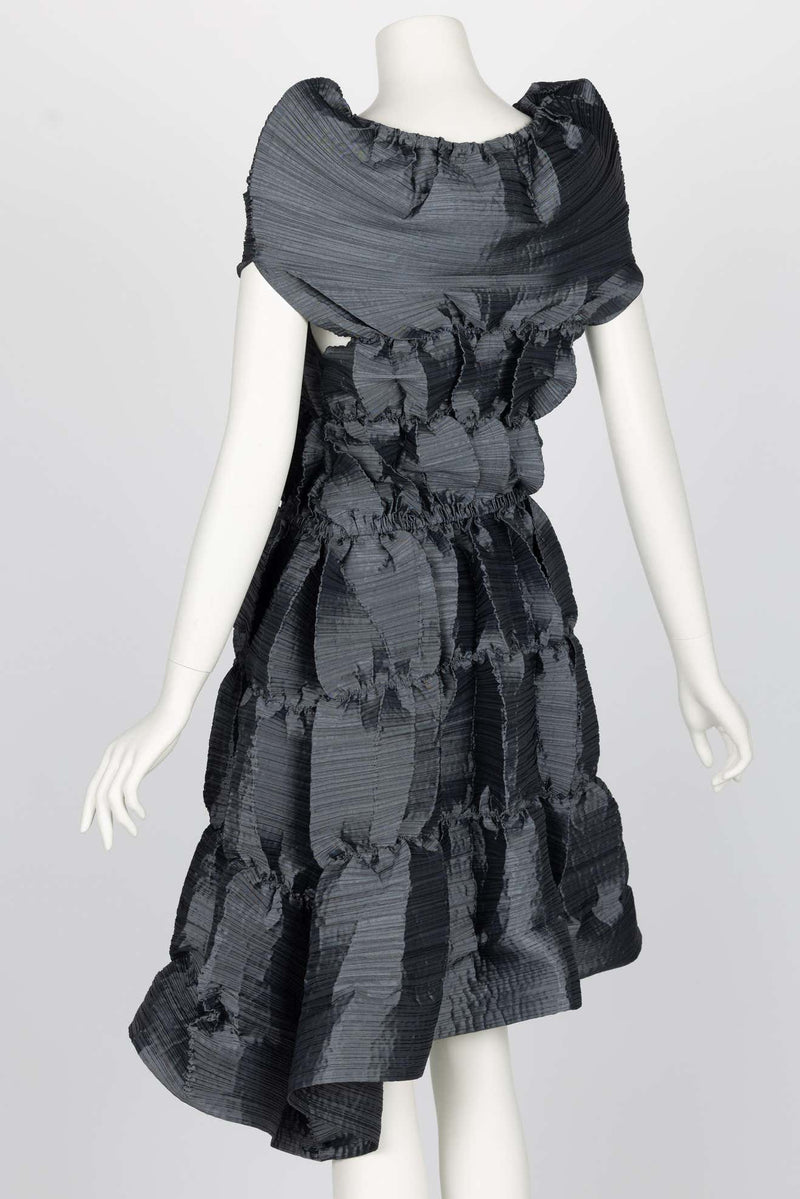 Issey Miyake Fête Silver Grey Pleats Midi Dress, Spring 2008