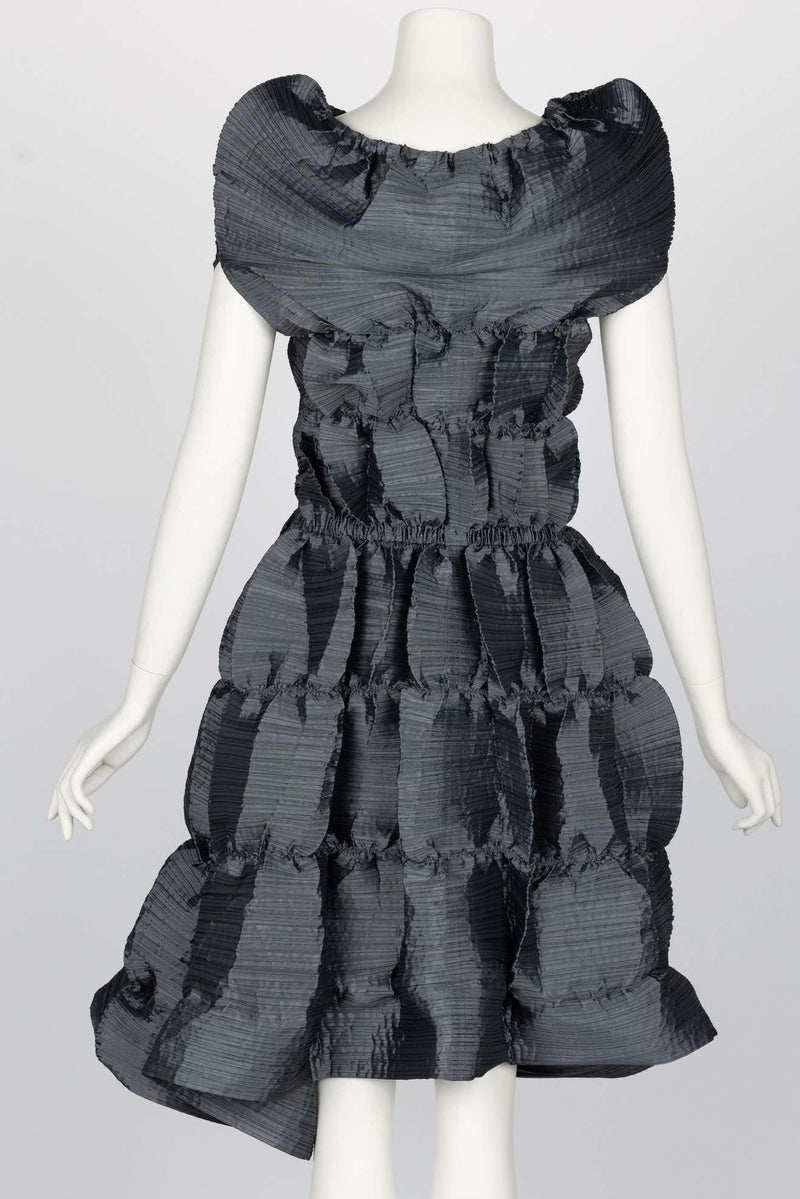 Issey Miyake Fête Silver Grey Pleats Midi Dress, Spring 2008