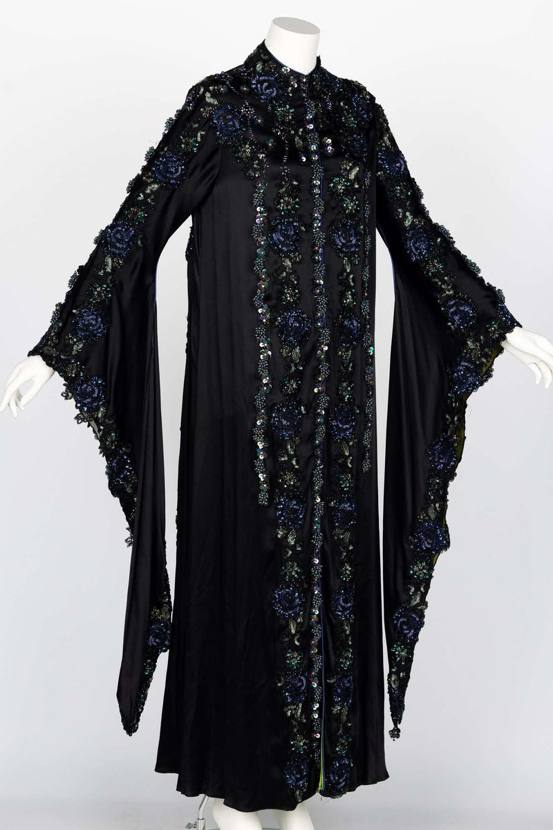 Mina Poe Paris Embellished Silk Caftan Dress