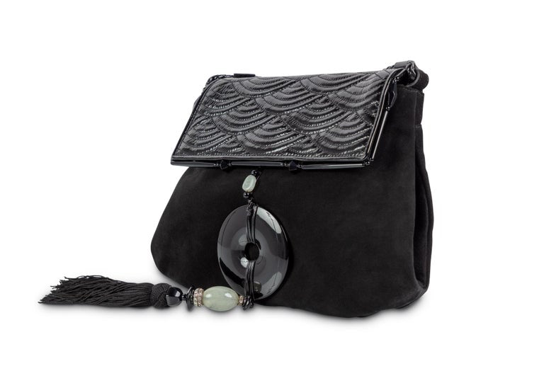 Yves Saint Laurent Tom Ford Black Suede Patent Leather Jade