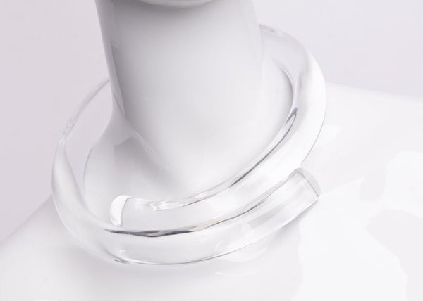 Monies Clear Lucite Spiral Statement Necklace