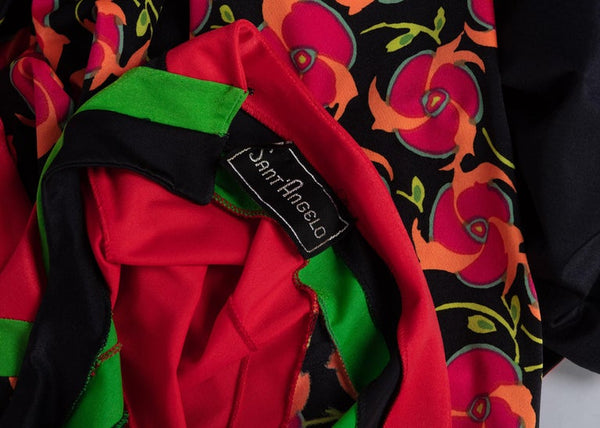 Giorgio di Sant'Angelo Floral Color Block Cut-Out Back Maxi Dress, 1970s