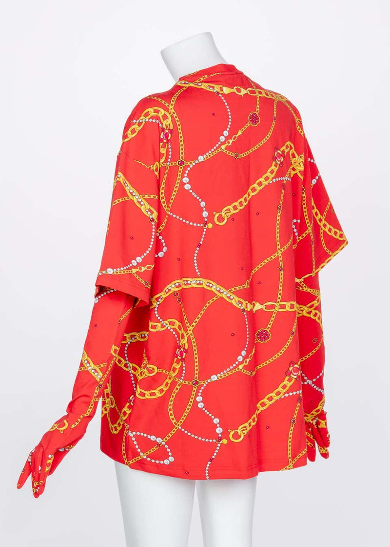 Balenciaga Red Chain Print Shirt and Gloves