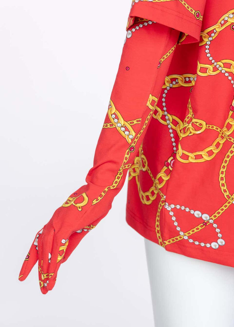 Balenciaga Red Chain Print Shirt and Gloves