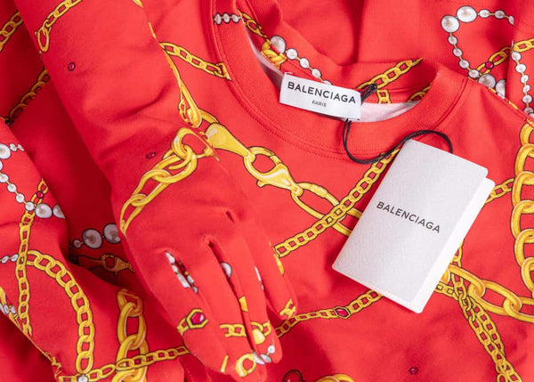 Balenciaga Red Chain Print Shirt and Gloves